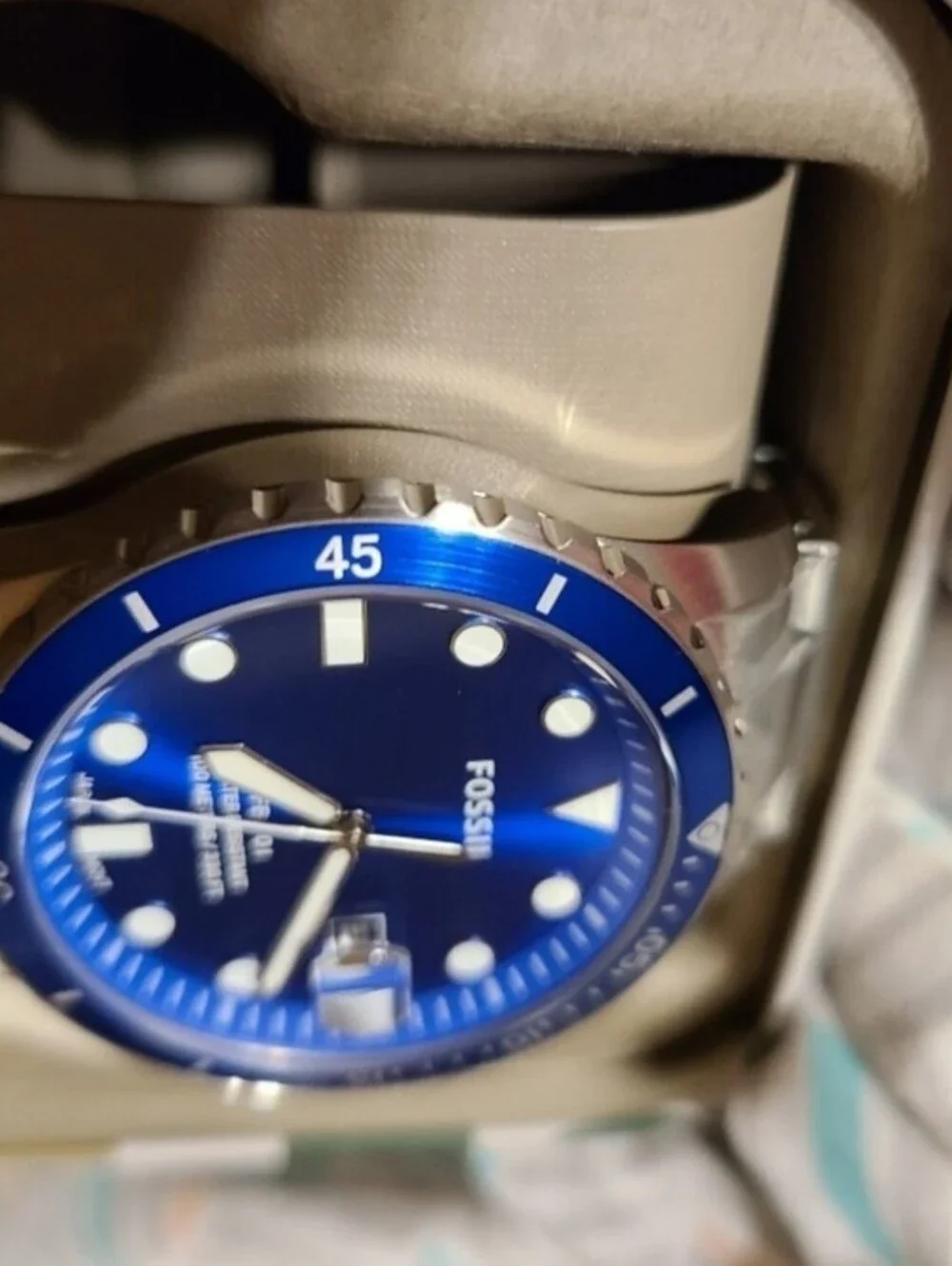 Fossil Blue Men's Bracelet Watch.. Stainless Steel Band... Brand New & Authentic